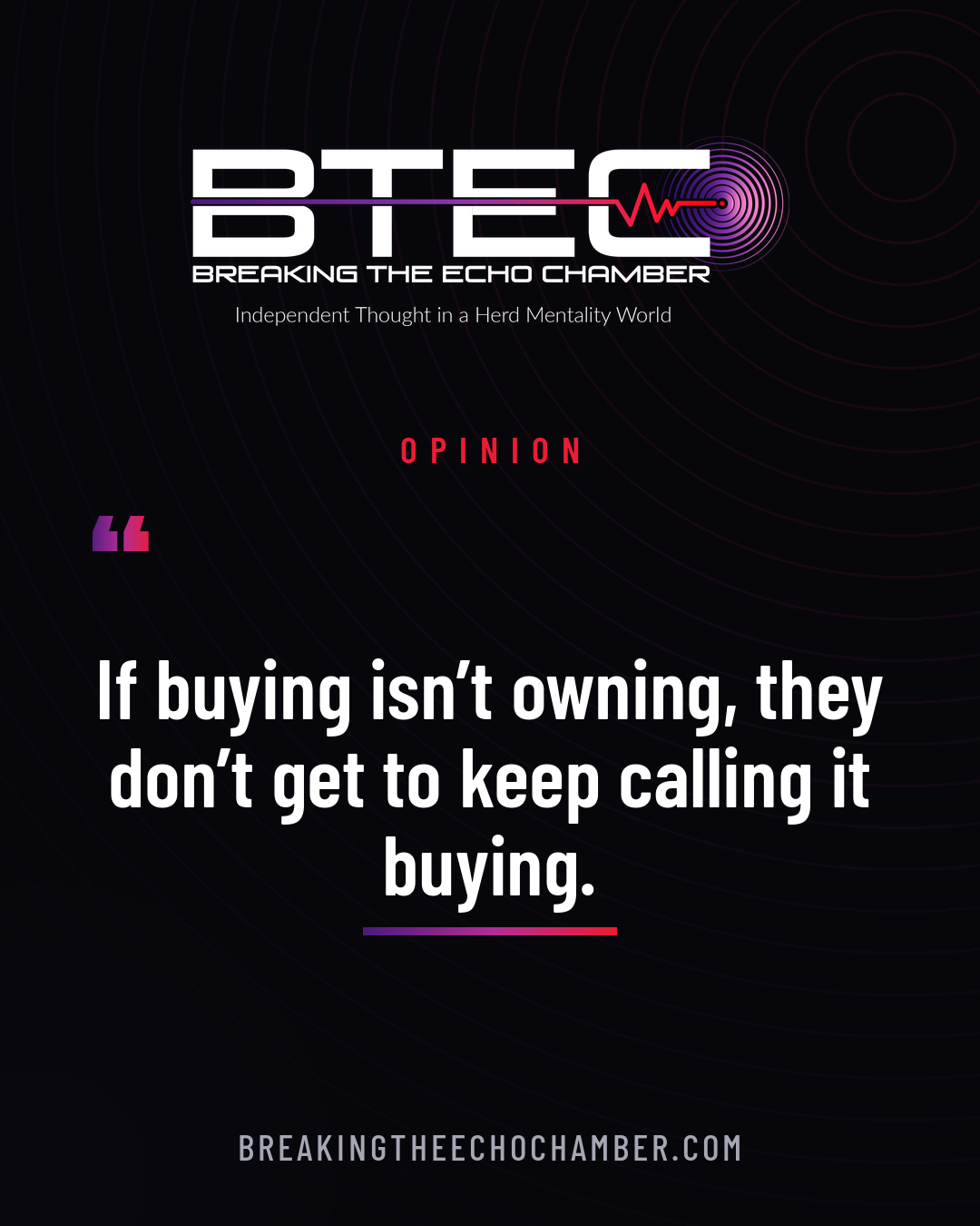 If buying is not owning quote card